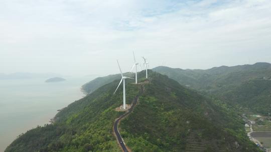 航拍浙江台州玉环市海滨风景