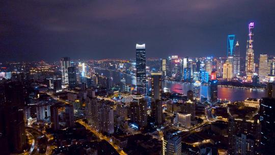 上海虹口区夜景航拍