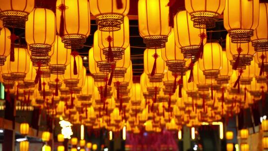 中国传统灯笼元宵节夜景视频素材模板下载