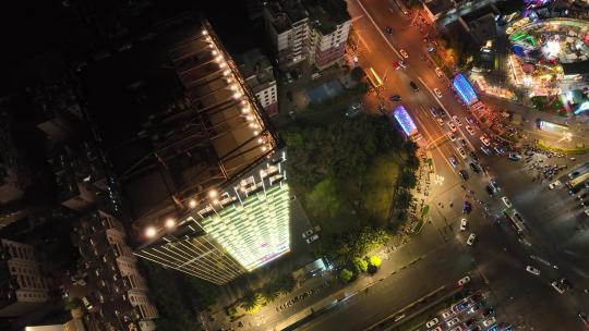 昆明北京路夜景航拍视频素材模板下载