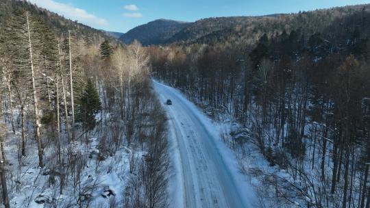 吉林长白山森林公路自驾游旅行航拍风光