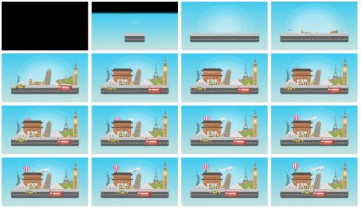旅行旅游马路街边公路MG扁平卡通旅行旅游高清AE视频素材下载