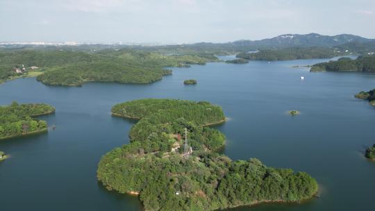 航拍湖北武汉黄陂区木兰湖景区