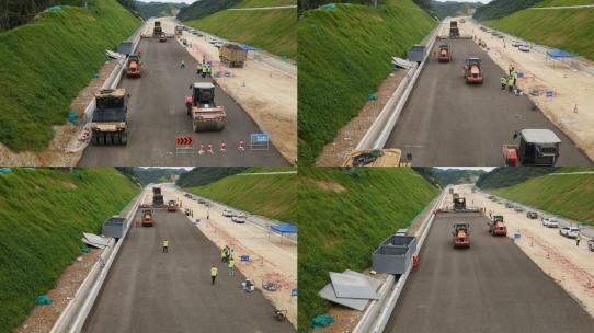 高速公路路面施工延时摄影高清在线视频素材下载