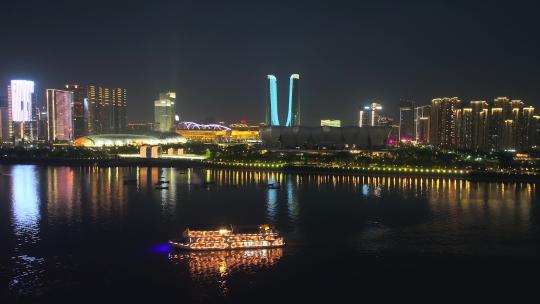 航拍杭州奥体中心夜景3