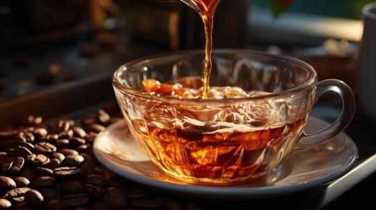 咖啡饮料红茶饮品茶杯泡茶香气茶道蒸汽高清在线视频素材下载