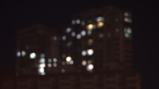 4k城市夜景小区灯光虚化光斑空镜