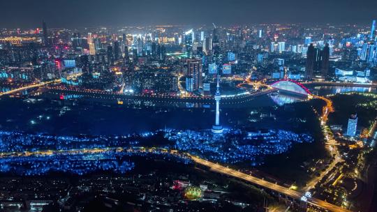 航拍武汉夜景延时摄影视频素材模板下载
