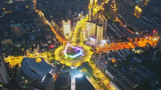 武汉光谷广场夜景航拍延时视频素材模板下载