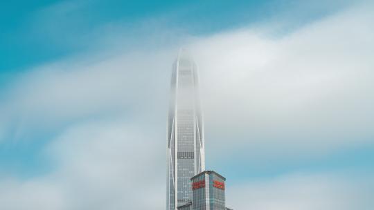 延时8K深圳地标建筑平安金融大厦云雾缭绕视频素材模板下载