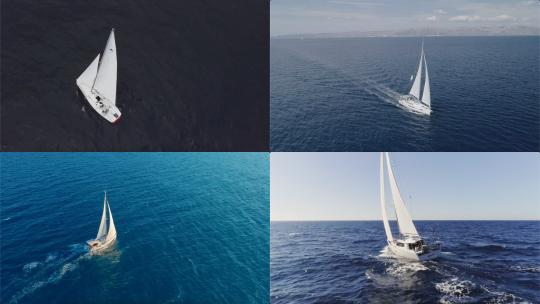 【合集】海洋中的白色帆船视频素材模板下载