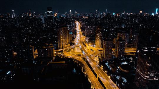 鲁班路高架夜景航拍