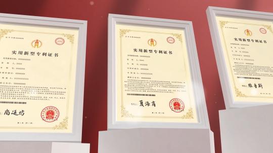 专利证书荣誉证书奖牌奖章展示（无需插件）高清AE视频素材下载