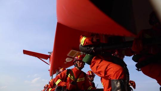 应急消防直升机森林救火演练空镜2视频素材模板下载
