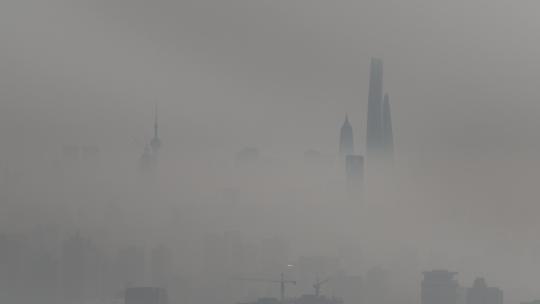 上海清晨平流雾航拍视频素材模板下载