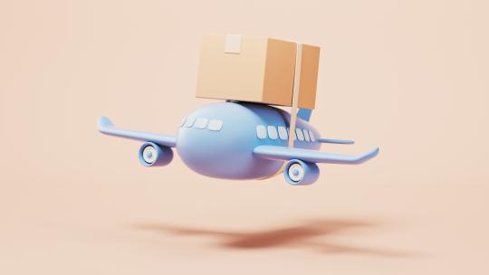 飞机与物流运输循环动画3D渲染