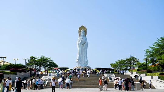 海南三亚南山旅游区南海观音五一游客延时