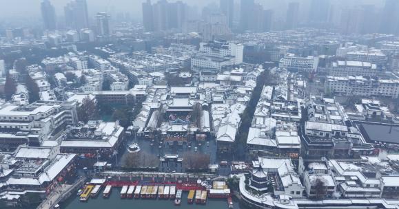 南京夫子庙雪景视频素材模板下载