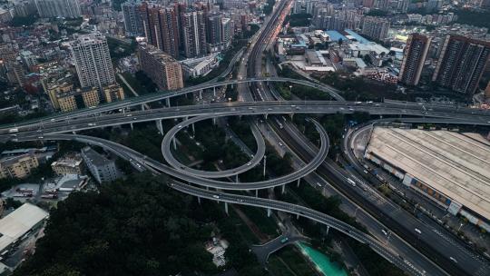 4K航拍延时深圳立交桥夜景车流视频素材模板下载