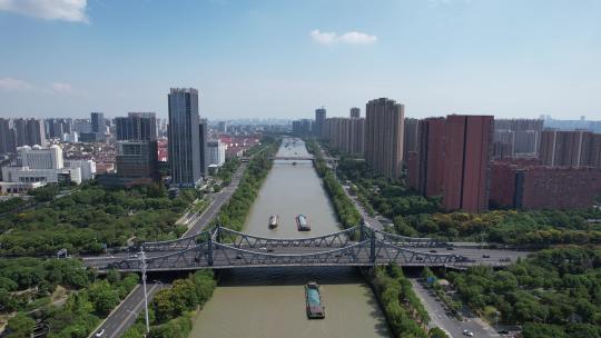 航拍江苏无锡京杭运河