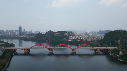 广西柳州文惠桥地标建筑航拍