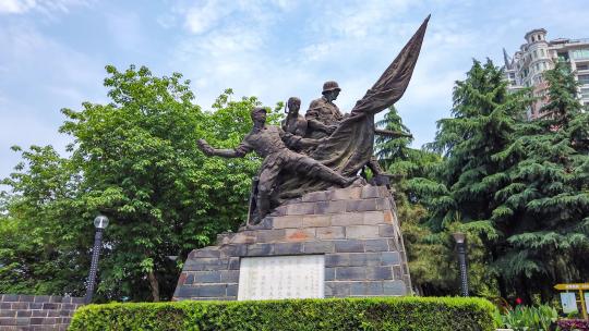 衡阳保卫战抗战雕像延时摄影