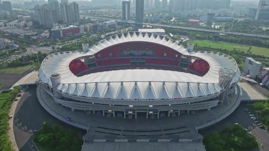武汉体育中心环绕上升镜头视频素材模板下载
