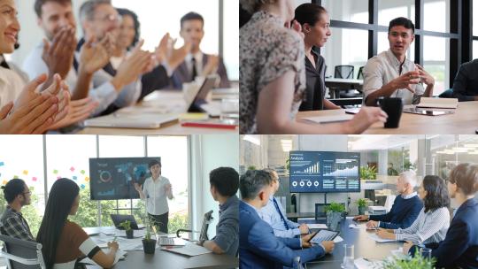 【合集】商务人员团队会议在办公室举行讨论