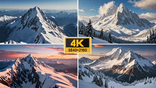 【4K合集】壮观雪山航拍延时高清在线视频素材下载
