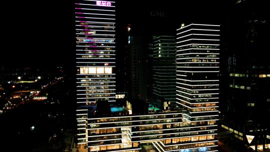 航拍广州琶洲唯品会全球总部大厦的夜景