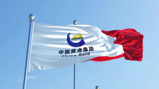 中国黄金集团旗帜视频素材模板下载