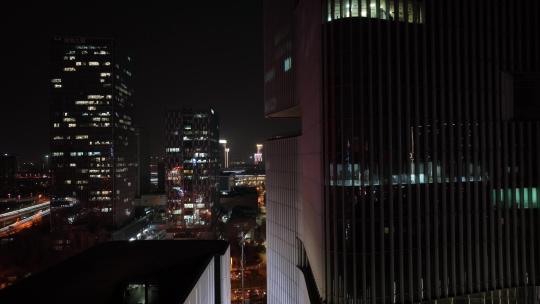 郑州夜景 城市办公楼 繁华夜景航拍视频素材模板下载