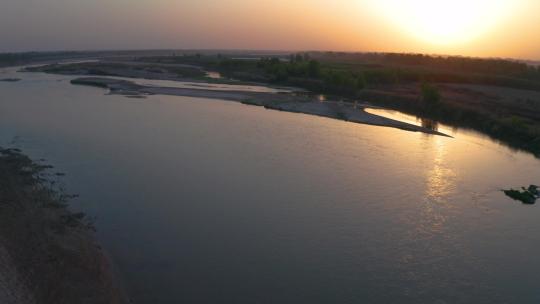 陕西渭河河流落日 河流