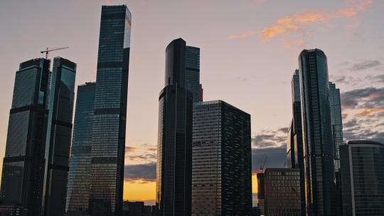 莫斯科城市高楼大厦航拍