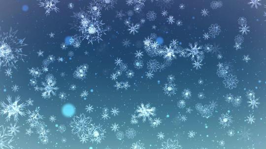 三维冰花雪花冬天蓝色圣诞节大屏舞美背景