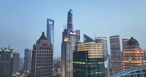 上海航拍城市天际线建筑夜景