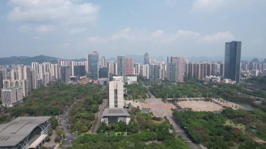 航拍广西柳州市政府市民广场