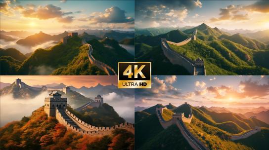 长城日出云海长城风光大好河山航拍万里长城高清在线视频素材下载