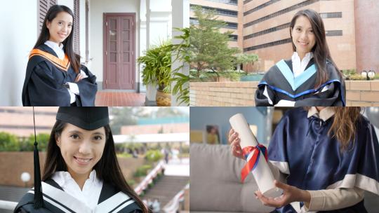 【合集】大学生女孩毕业开心获得文凭