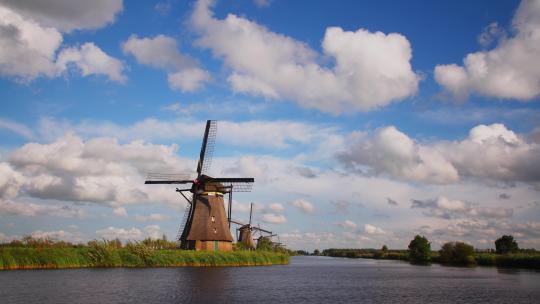 荷兰的风车时移视频素材模板下载