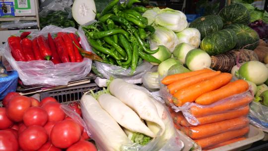 菜市场蔬菜柜台视频素材模板下载