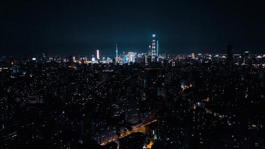 上海浦西夜景航拍