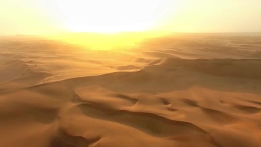 沙漠日出光茫航拍