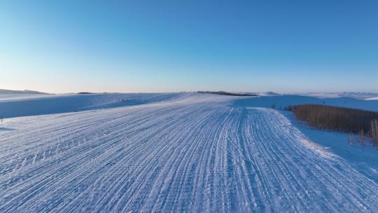 航拍4K美丽的雪域雪原
