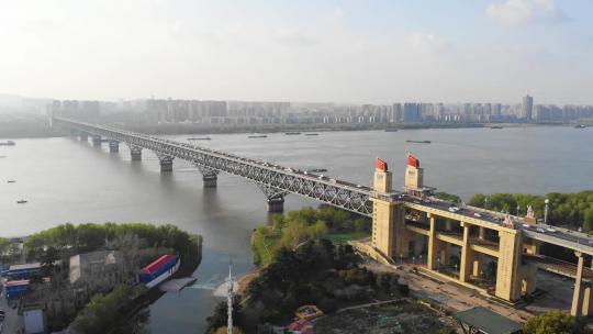 1095 南京长江大桥 航拍视频素材模板下载