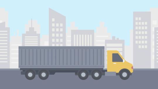 卡车运输在都市城市行驶