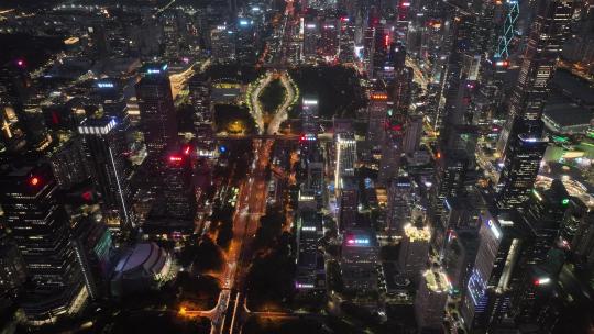 4K深圳福田区CBD夜景航拍