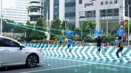 广州城市道路智慧出行交通灯红绿灯4k特效