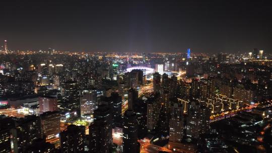 徐家汇商圈夜景航拍空镜