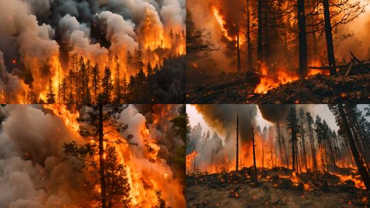 森林火灾 山火大火烧山 高清在线视频素材下载